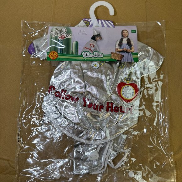 Wizard Of Oz Tin Man Pet Costume Small Hat & Shirt Silver Wicked Rubies - Picture 1 of 8